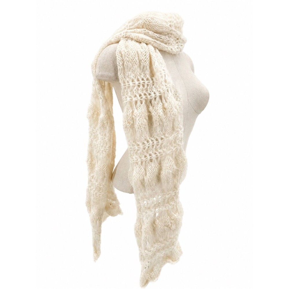 H&M Cream Open Knit Scarf Long Accessory Acrylic Wool Cozy Coquette